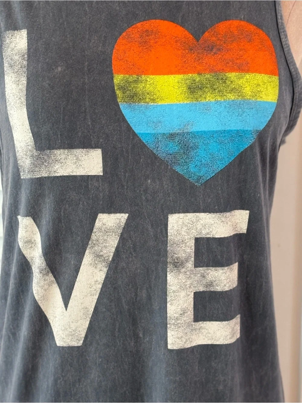 NWOT Love Rainbow Heart Mineral Wash Tank Dress Size S - Picture 2 of 6